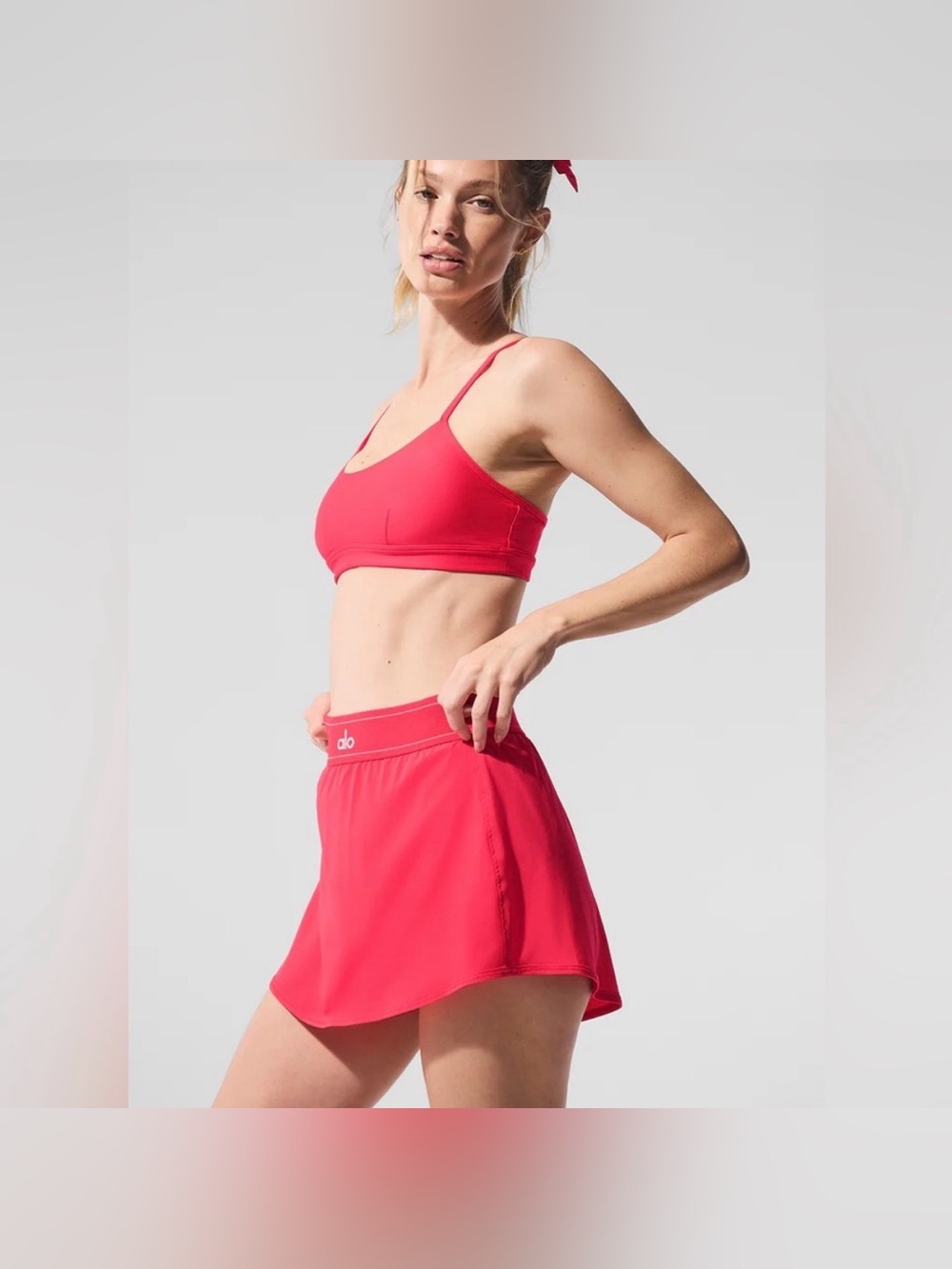 ALO Yoga Candy Red Match Point Tennis Skirt - Picture 2 of 8